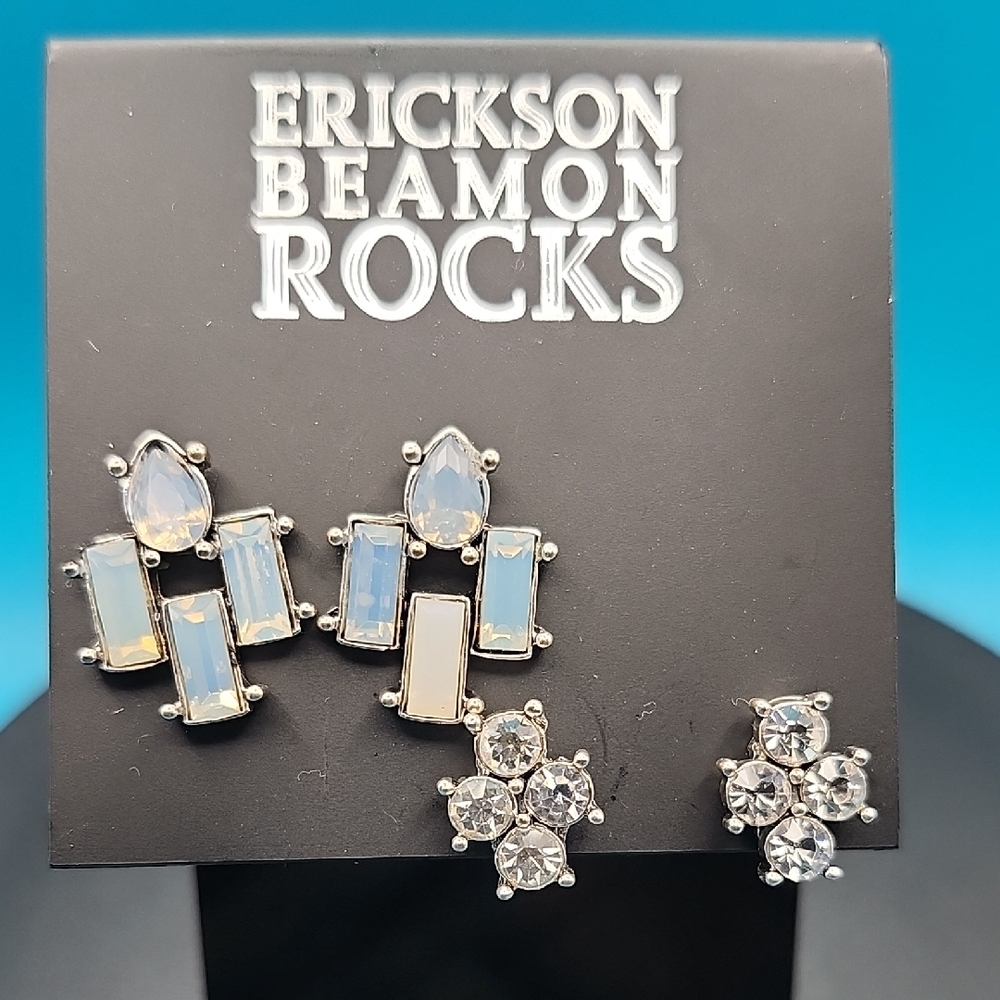 Erickson Beamon Silver Earrings Dangle and Stud